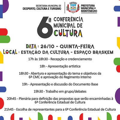 6ª Conferência Municipal de Cultura ocorrerá dia 26 de outubro