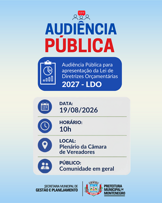 Audiência apresentará diretrizes para o Orçamento de 2027