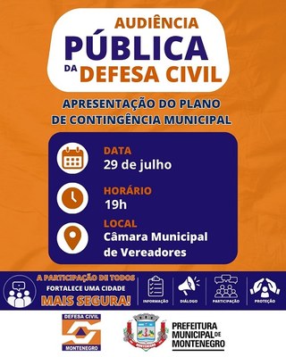 Audiência Pública sobre o Plano de Contingência Municipal ocorre na próxima semana