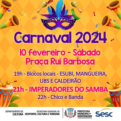 Carnaval de Montenegro terá Imperadores do Samba