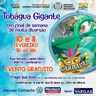 Carnaval terá Toboágua em Montenegro
