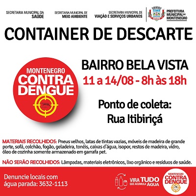 Container de descarte estará no bairro Bela Vista