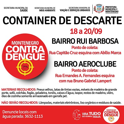 Container de descarte segue no Aeroclube e no Rui Barbosa