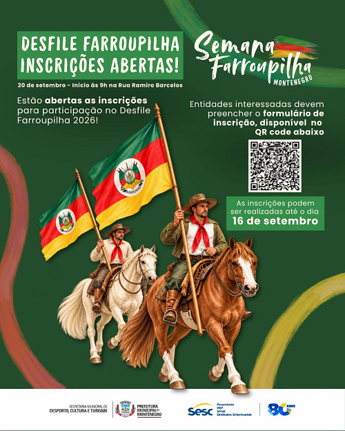 Inscrições para o Desfile Farroupilha encerram quarta-feira