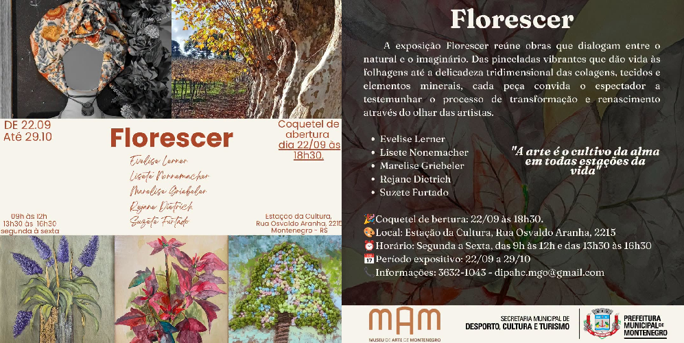 Museu de Artes de Montenegro inaugura exposição “Florescer”