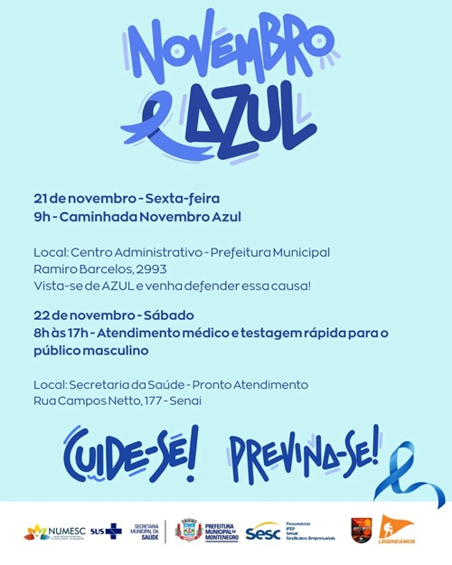 Novembro Azul terá caminhada e atendimento especial