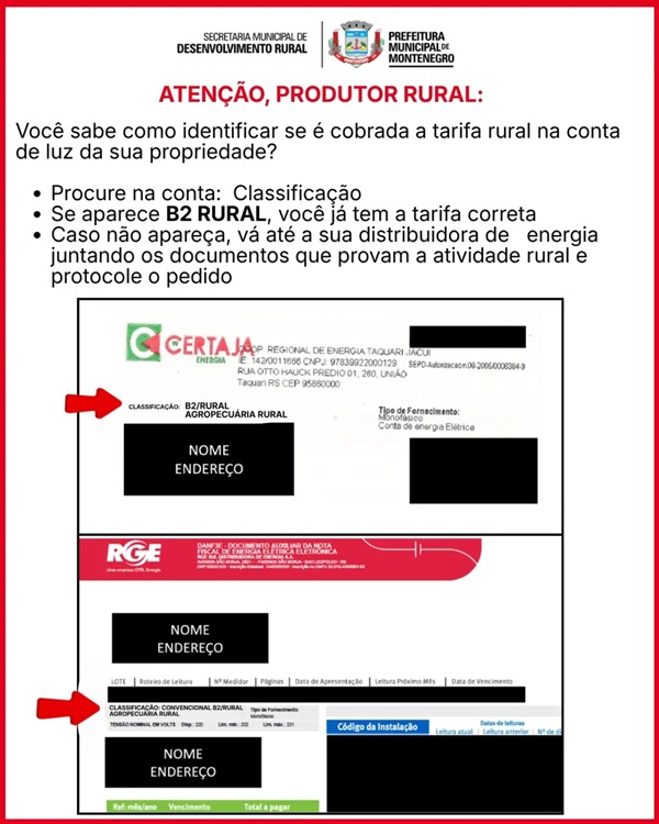 Produtores rurais devem conferir conta de luz para garantir desconto