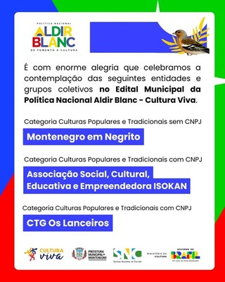 Projetos culturais receberão R$ 117 mil