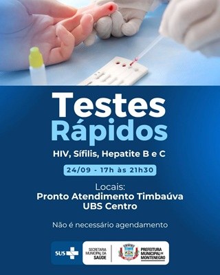 Saúde realiza Mutirão de Testes Rápidos para HIV, Sífilis e Hepatites