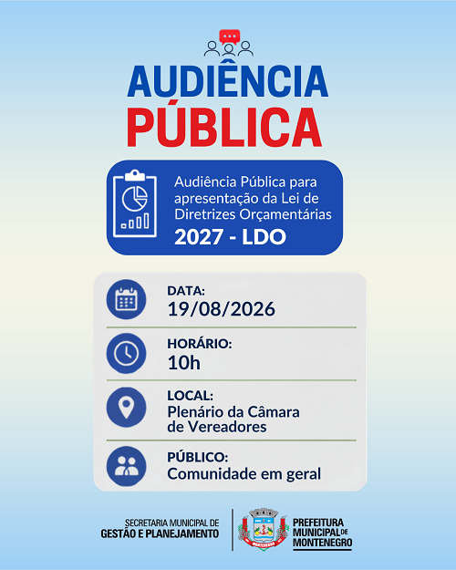 Audiência apresentará diretrizes para o Orçamento de 2027