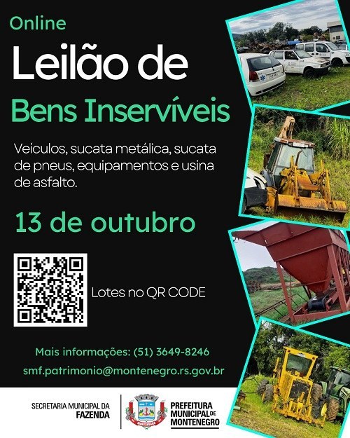 Prefeitura realiza leilão eletrônico dia 13 de outubro