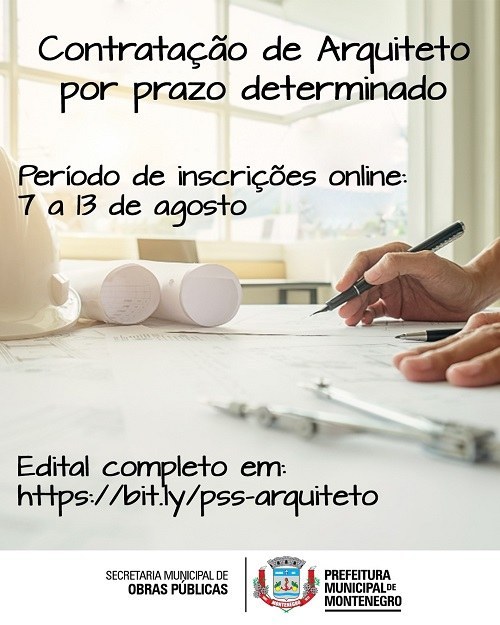 Prefeitura abre processo seletivo para contratação de arquiteto