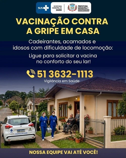 Idosos com dificuldade de locomoção podem receber vacina contra a gripe em casa
